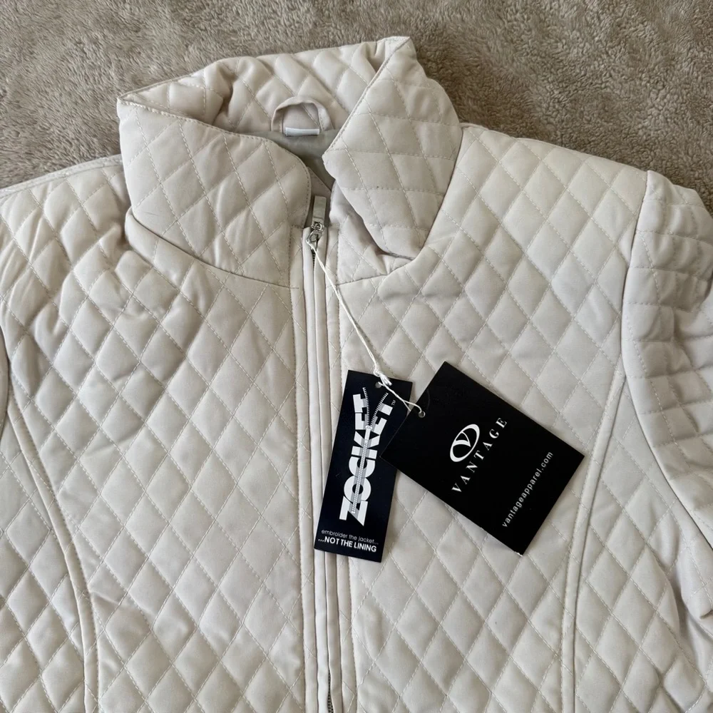 NWT Women’s Quilted Cream Jacket Size S - Picture 5 of 11